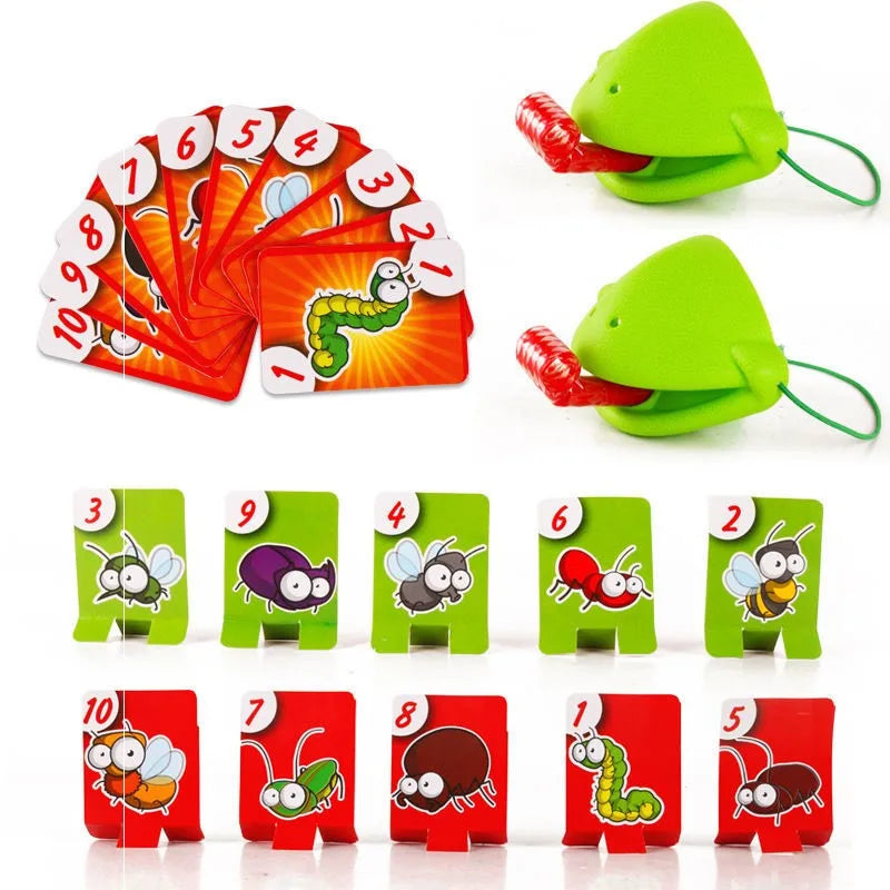 Frog Lizard Mask Wagging Tongue Lick Cards Board Games for Children Family Party Toys Antistress Funny Desktop Puzzle Game Toys